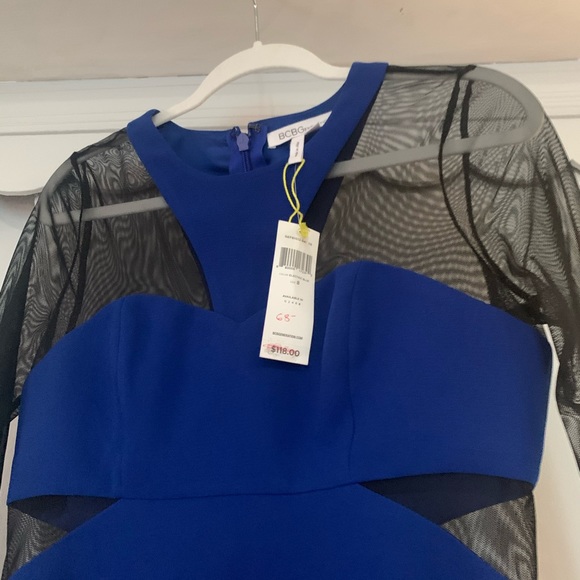 BCBG blue dress with black mesh inserts - Picture 4 of 5